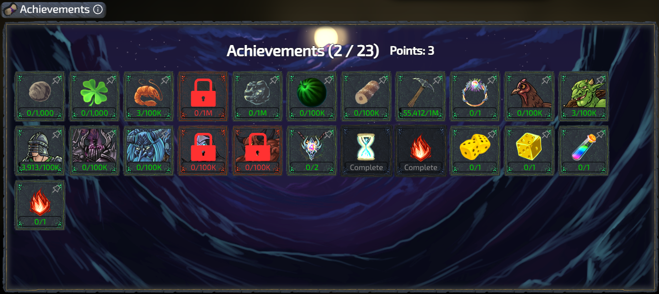 The Achievements screen